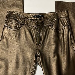 Beyond gorgeous bronze leather Theory pants